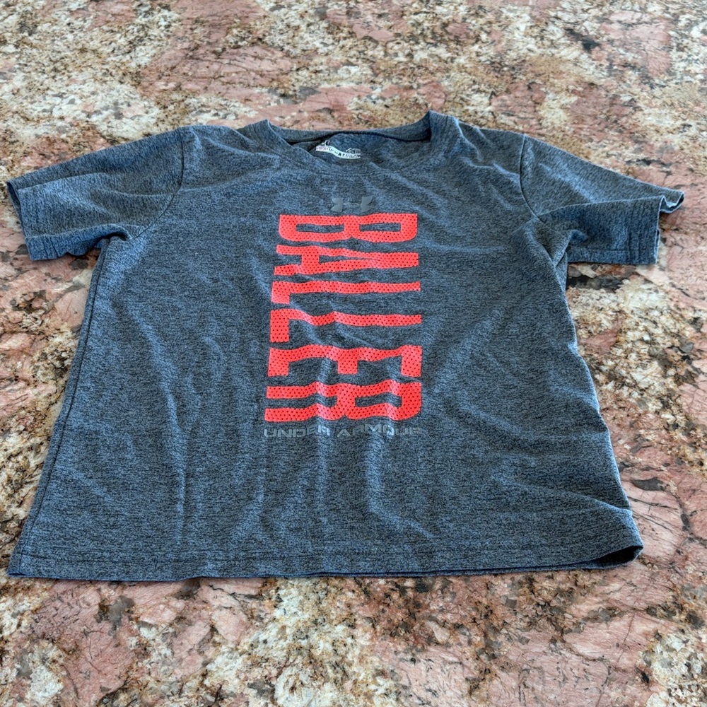 Under Armour Kids Gray and Orange Baller T-Shirt